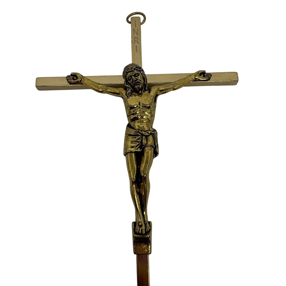 Brass Crucifix Wall Cross 8" Gold Tone Religious Jesus INRI Hanging
Confirmation